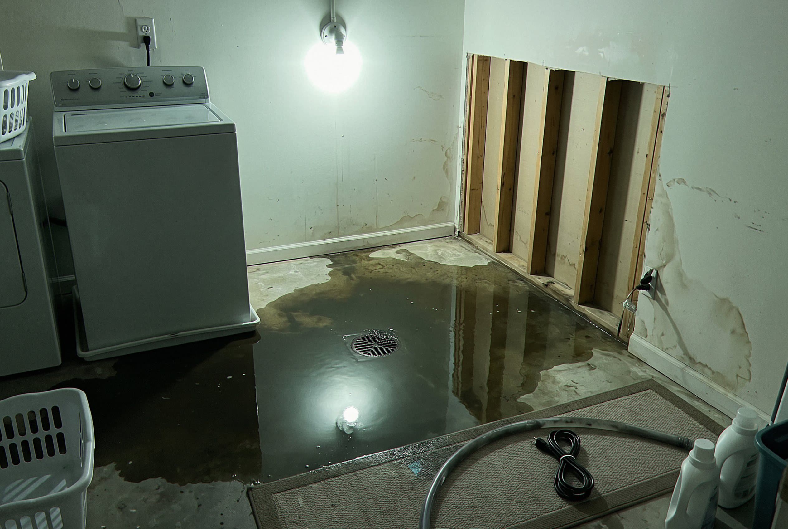 Bathroom affected by sewage backup